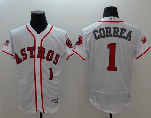 Astros #1 Carlos Correa White Fashion Stars & Stripes Flexbase Authentic Stitched MLB Jersey